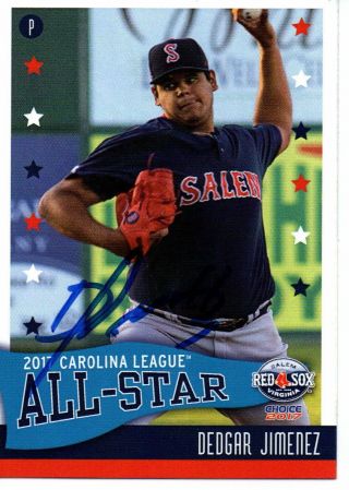 Dedgar Jimenez 2017 Salem Red Sox Carolina League All Star Game Signed Card