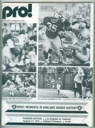 1976 Los Angeles Rams At Oakland Raiders Nfl Pre - Season Program 8/21