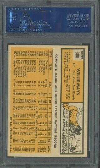 1963 Topps 300 Willie Mays San Francisco Giants HOF PSA 8 