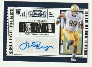 2019 Panini Contenders Autograph Auto Rookie Rc 188 Jerry Tillery Chargers Irish