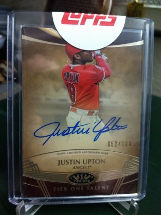 2019 Topps Tier 1 Justin Upton Los Angeles Angels Sp On Card Autograph 052/100