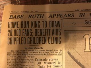 Babe Ruth 1931 Los Angeles Examiner Newspaper Page 3