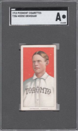 1909 - 11 T206 Moose Grimshaw Of The Toronto Maple Leafs Sgc Auth
