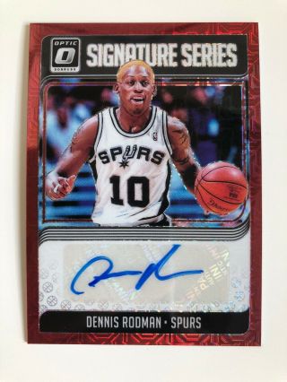18 - 19 Donruss Optic Choice Dennis Rodman Autograph Auto Card Red Prizm