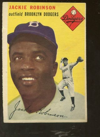 1954 Topps Baseball Card 10 Jackie Robinson Brooklyn Dodgers Ex,