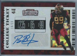 2019 Contenders Draft Picks Brian Burns Cracked Ice College Ticket Auto 16/23