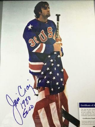 Jim Craig 1980 Usa Gold Goalie Signed 11x14 Color Photo Psa/dna Authentic Gold