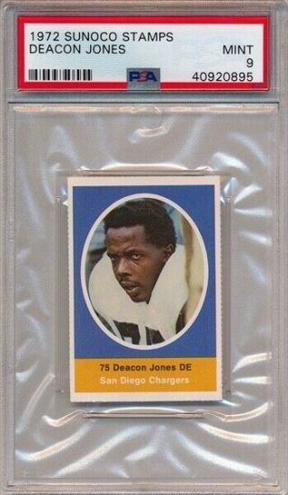 1972 Sunoco Stamps Deacon Jones Psa 9 Rams Chargers Hof