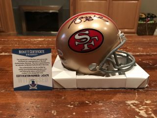 Merton Hanks Autographed San Francisco 49ers Throwback Mini Helmet Beckett