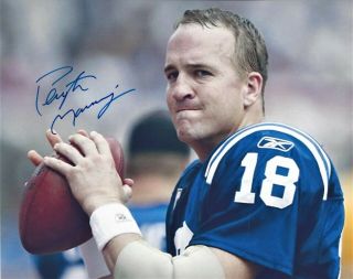 Peyton Manning Color 8x10 Photo,  Live Ink Signed
