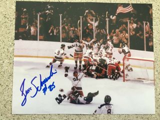 Buzz Schneider Usa Olympic Hockey Miracle On Ice Autographed 8x10 Celebration