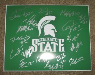Michigan State Spartans Poster Signed By Entire 2018 - 19 Team (proof) Tom Izzo,  16
