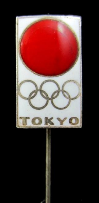 Tokyo 1964 Olympic Games Japan Noc Olympic Pin Silver Enamel Authentic