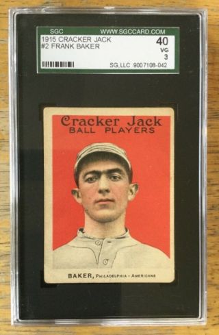 1915 Cracker Jack 2 Hofer Frank “home Run” Baker Sgc 40/3 Vg