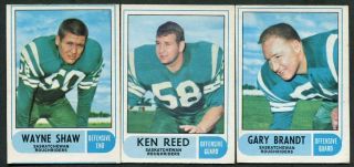 1968 Canadian Football Cards.  Scarce.  3 Saskatchewan Roughriders.  Shaw,  Reed,