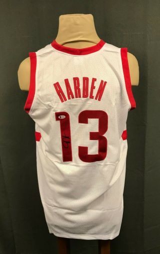 James Harden 13 Signed Houston Rockets Jersey Sz Xl Beckett Bas Witnessed