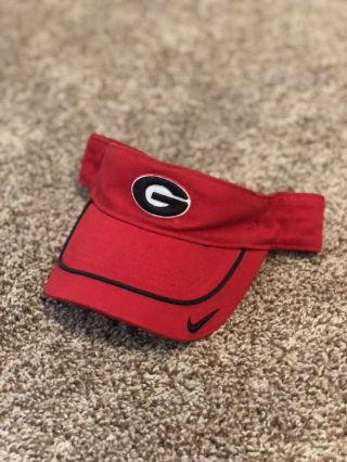 Nike Team Uga Georgia Bulldogs Visor Hat Red White Black Strapback Adjustable