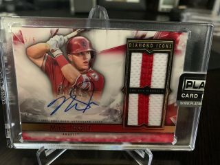 2019 Diamond Icons Mike Trout Double Patch/auto 5/5 Hot Game
