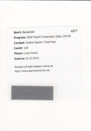 Luka Doncic 2018 - 19 Panini Contenders Optic Rookie Rc Red Prizm Auto /149
