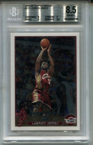 2003 Topps Chrome Basketball 111 Lebron James Rookie Card Rc Bgs 8.  5