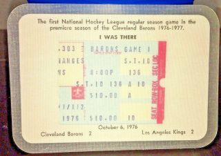 1976 - 1977 Ticket Stub 1st Nhl Regular Season Game Cleveland Barons Vs La Kings