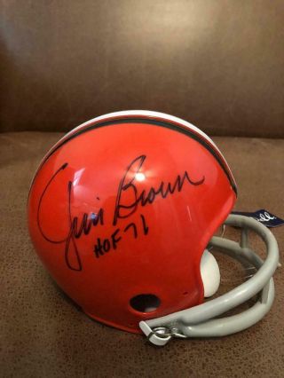 Jim Brown Cleveland Browns Nfl Mini Riddell Football Helmet Signed Hof 71 W/coa