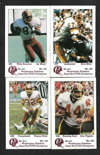 1983 WASHINGTON REDSKINS NFL TEAM SET OF 16 COLOR 2 1/2 X 4,  THEISMANN,  RIGGINS, 5