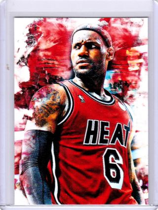 2018 Lebron James Heat Basketball 1/1 Art Aceo Sketch Art Print Card By:q
