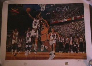 1992 Olympic Basketball Signed Bart Forbes Le Print Jordan Magic Bird Dream Team