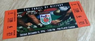 Dec 31st 1996 Orange Bowl Full Ticket Stub Nebraska Cornhuskers Vt Hokies
