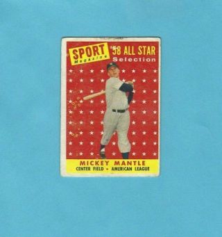 1958 Topps 487 Mickey Mantle All Star York Yankees Baseball Card