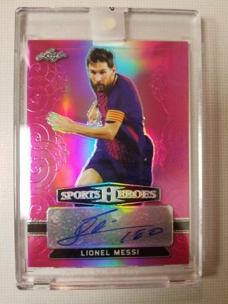 2018 Leaf Metal Sports Heroes Lionel Messi 1/1 Autograph Pink Refractor Card