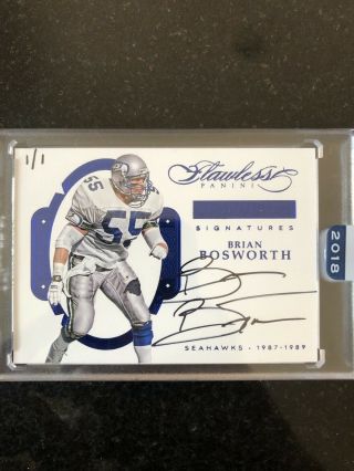 2018 Panini Honors 2016 Flawless Brian Bosworth On Card Auto 1/1 One Of One