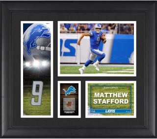 Matthew Stafford Detroit Lions Framed 15x17 Collage & Piece Of G - U Ball