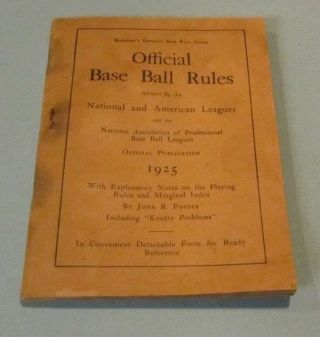 1925 Spalding Official Baseball Rule Book National & American League John Foster