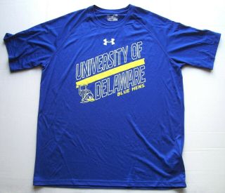 Mens Under Armour Heat Gear Loose University Of Delaware Blue T - Shirt Size Xl