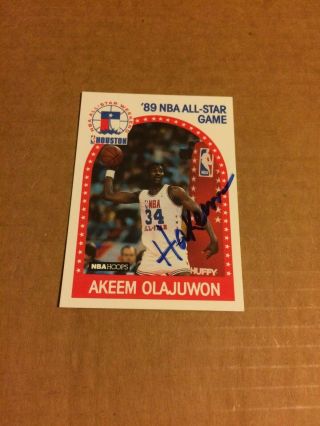 1989 - 90 Nba Hoops Hakeem Olajuwon All - Star Game In Person Autograph Very Rare