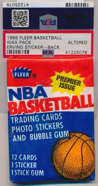 1986 - 87 Fleer Basketball Wax Pack Erving Sticker - Back Psa Altered S9548