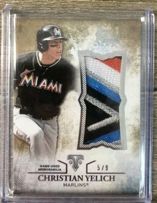 2015 Topps Triple Threads Christian Yelich Game Patch 5/9 Marlins