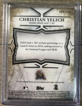 2015 TOPPS TRIPLE THREADS CHRISTIAN YELICH GAME PATCH 5/9 MARLINS 2
