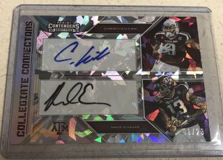 2018 Contenders Kirk Evans Dual Auto Cracked Ice D/23 Rookie Rc Tx A,  M Aggies