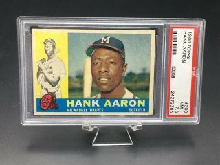 1960 Topps Baseball Hank Aaron Hof Psa Nm,  7.  5 300 Milwaukee Braves