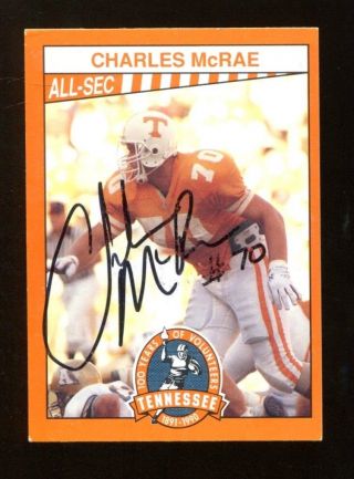 Charles Mcrae Signed 1990 Tennessee Vols Football Card Autographed 41860