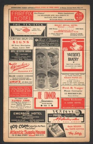 1934 World Champ St Louis Cardinals Baseball Exhibition Program v Rochester Dean 3