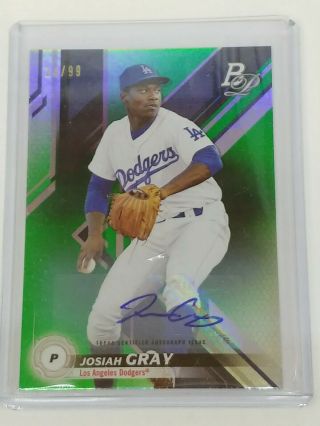 Josiah Gray 2019 Bowman Platinum Green D/99 - Autograph Dodgers Prospect