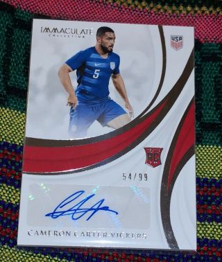Cameron Carter Vickers 2018 - 19 Panini Immaculate Rc Rookie Auto Sp 54/99