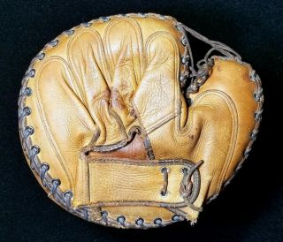 1940s Al Rube Walker Denkert Leather Baseball Glove Catchers Mitt Vtg Antique