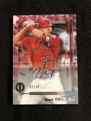 2019 Topps Tribute Mike Trout On Card Auto 2/10 Los Angeles Angels
