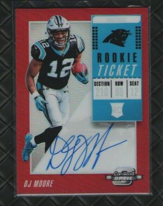2018 Contenders Optic D.  J.  Moore (red Prizm) On Card Rookie Autograph D 187/199