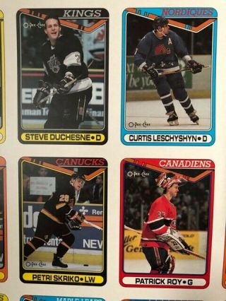 1990 - 91 OPC O - Pee - Chee complete set 528 cards UNCUT Sheet Panel 3